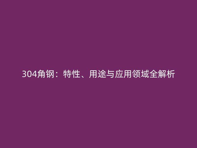 304角鋼：特性、用途與應用領域全解析