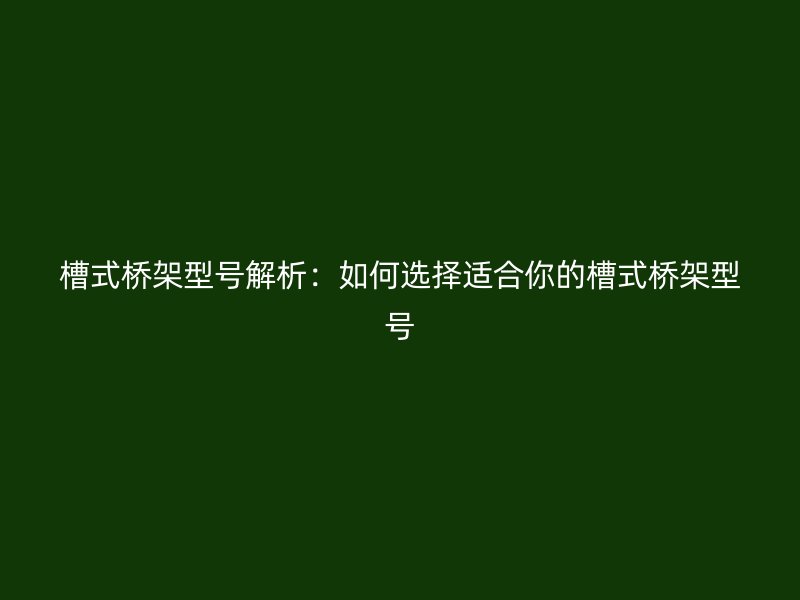 槽式橋架型號解析：如何選擇適合你的槽式橋架型號