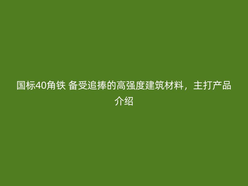 國標40角鐵 備受追捧的高強度建筑材料，主打產品介紹