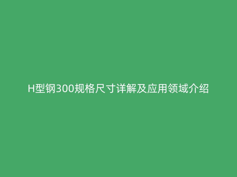 H型鋼300規(guī)格尺寸詳解及應(yīng)用領(lǐng)域介紹