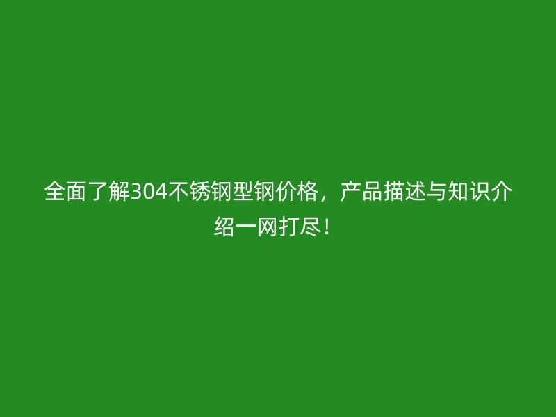 全面了解304不銹鋼型鋼價格，產品描述與知識介紹一網打盡！