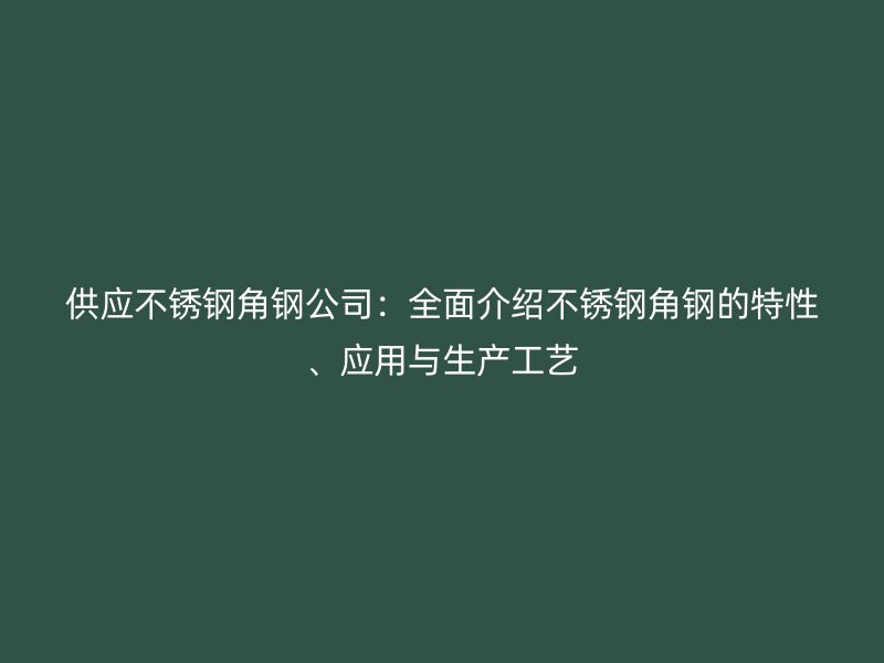 供應(yīng)不銹鋼角鋼公司：全面介紹不銹鋼角鋼的特性、應(yīng)用與生產(chǎn)工藝