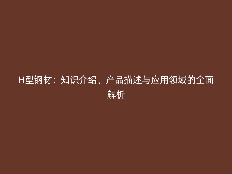H型鋼材：知識介紹、產(chǎn)品描述與應(yīng)用領(lǐng)域的全面解析